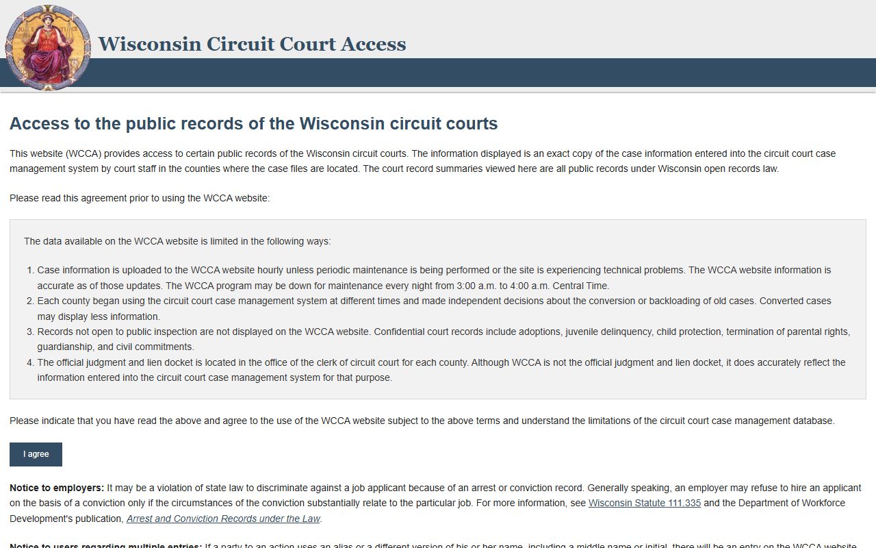 Outagamie County court records after arrest WCCA case search
